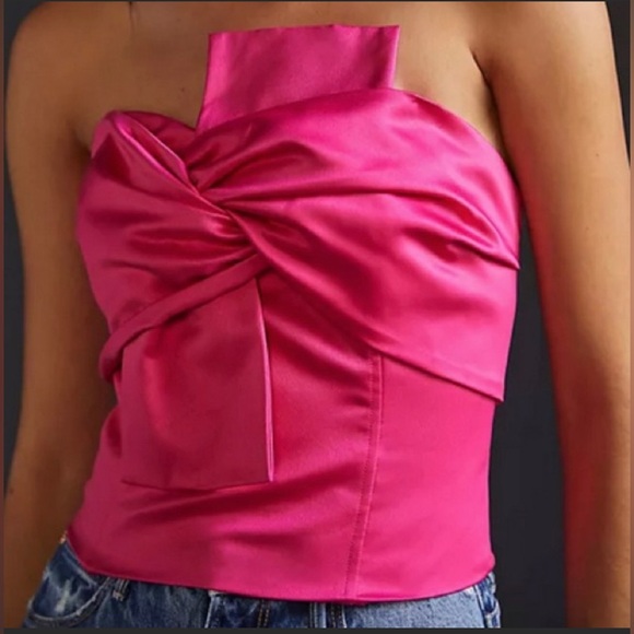 Anthropologie Barbie Valentine's pink bow satin NWT, stretches, never worn - Picture 2 of 6